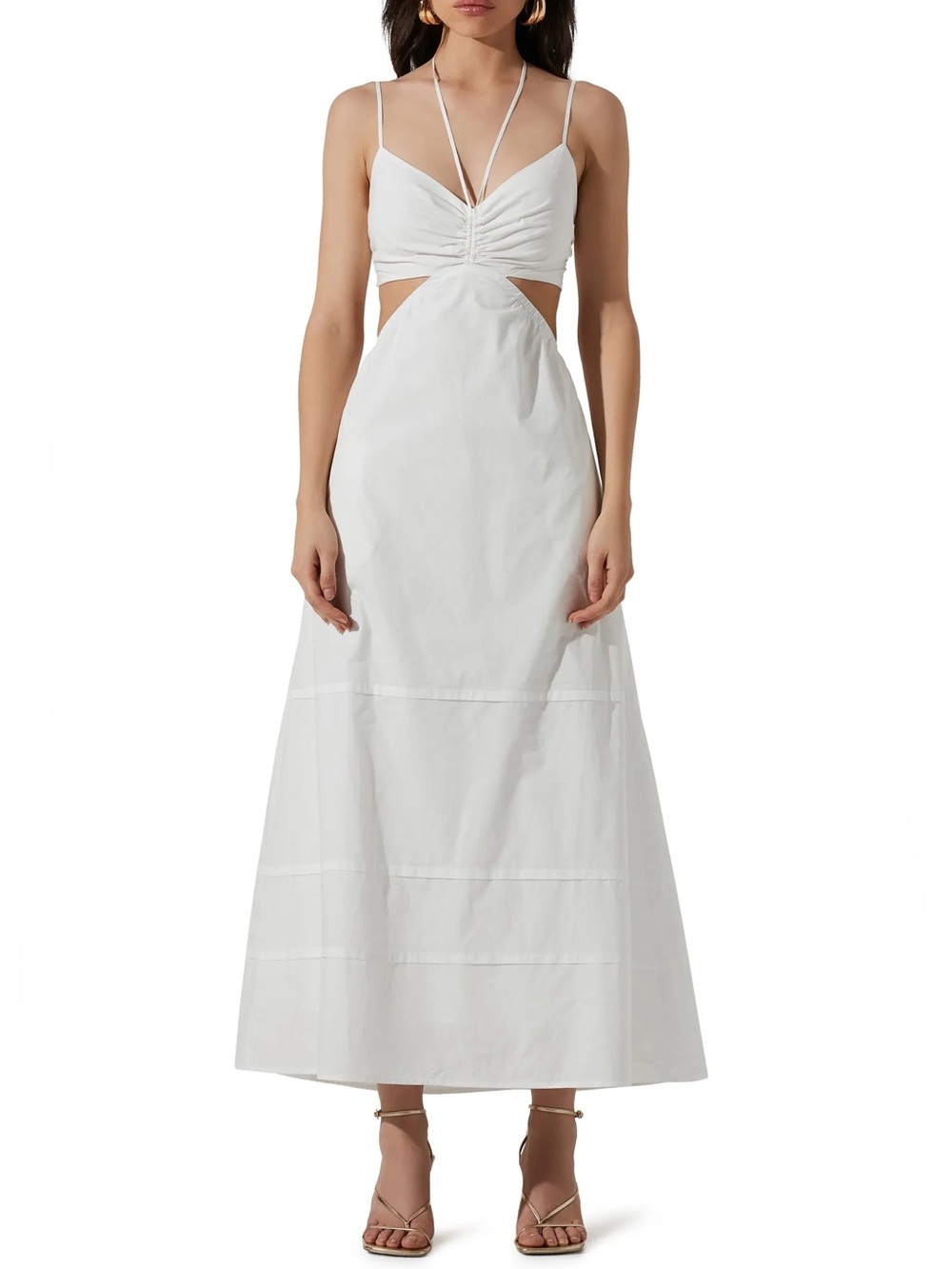 ASTR the Label Cutout Cotton Poplin Maxi Dress | White | Small
